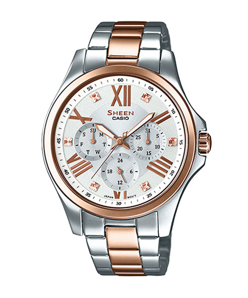 CASIO SHEEN นาฬิกาข้อมือ นาฬิกากันน้ำ นาฬิกาของแท้ ประกันศูนย์ CMG 1 ปี รุ่น SHE-3806SPG-7A นาฬิกาสีขาว