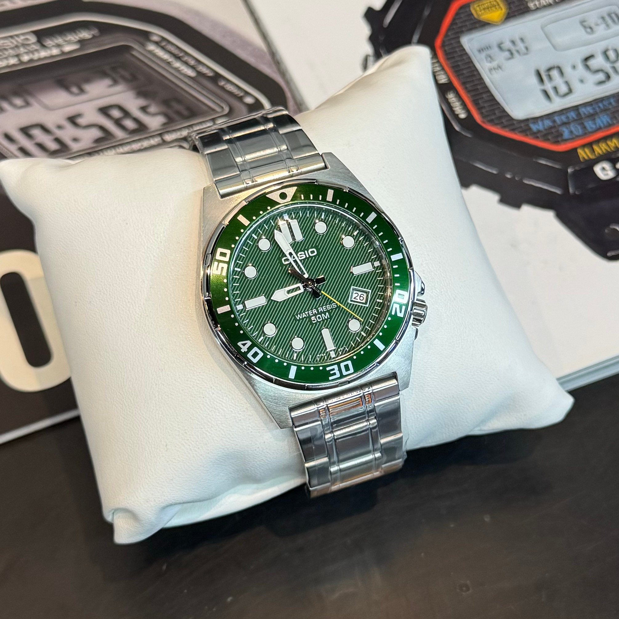 CASIO MID YEAR SALE นาฬิกาคาสิโอ พร้อมส่ง นาฬิกาข้อมือ นาฬิกากันน้ำ นาฬิกาของแท้ BTS ประกันศูนย์ CMG 1 ปี รุ่น MTD-135D-3A นาฬิกาสีเงิน