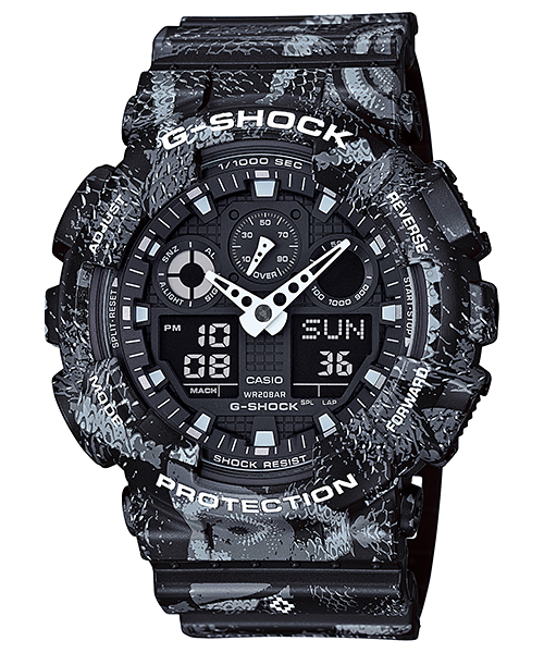 CASIO G-SHOCK นาฬิกาข้อมือ นาฬิกากันน้ำ นาฬิกาของแท้ ประกันศูนย์ CMG 1 ปี รุ่น GA-100MRB-1A นาฬิกาสีดำ