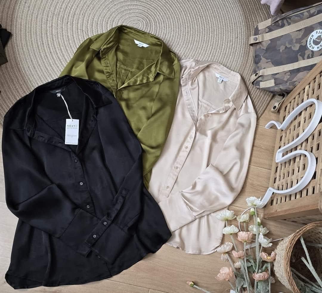 Next เสื้อเชิ้ต overshirt Next ผ้าพริ้ว แพทเทินสวย เท่ห์มาก แบรน์ JENSEN สำเนา เขียว