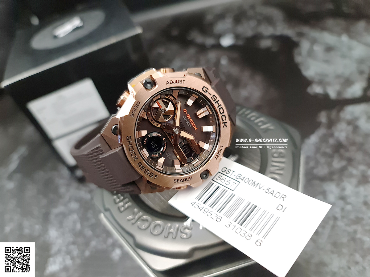 CASIO G-SHOCK นาฬิกาข้อมือ นาฬิกากันน้ำ นาฬิกาของแท้ ประกันศูนย์ CMG 1 ปี รุ่น GST-B400MV-5A นาฬิกาสีน้ำตาล