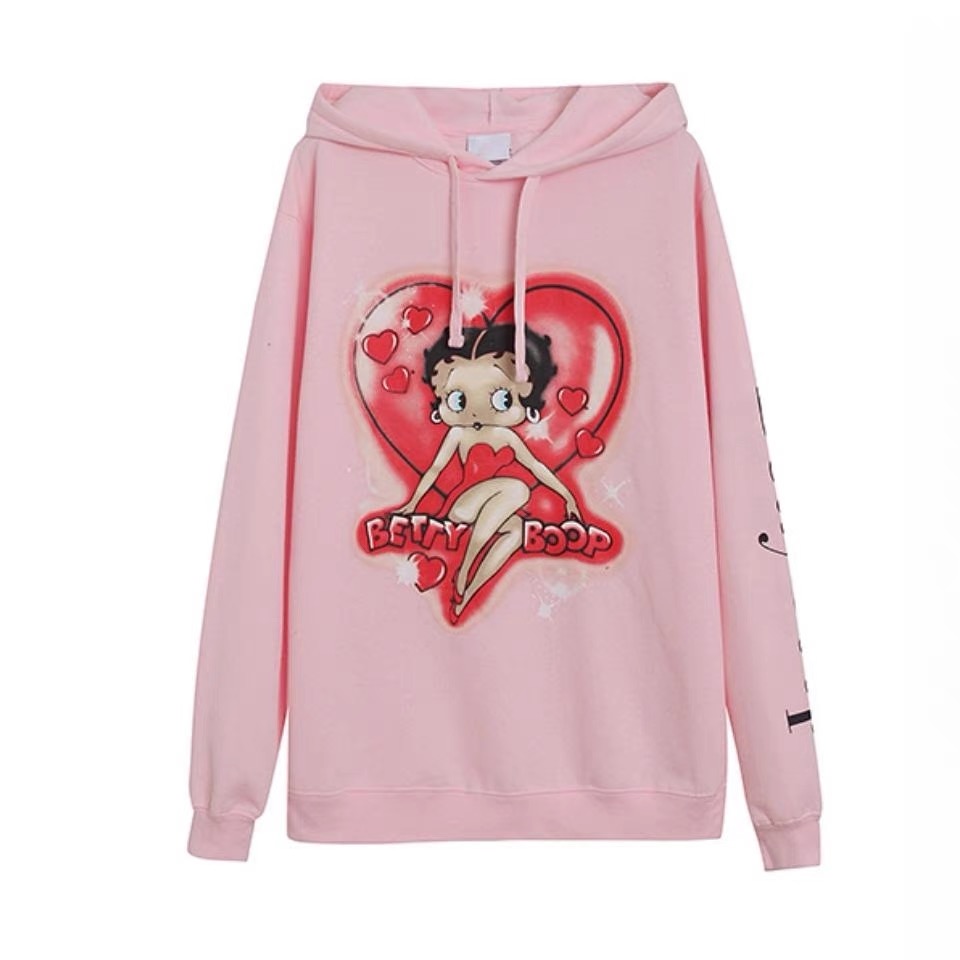 Betty boop เสื้อกันหนาว เสื้อวอร์ม เสื้อฮู้ดชมพู สกรีน BETTY BOOP งานDISNEY ชมพู