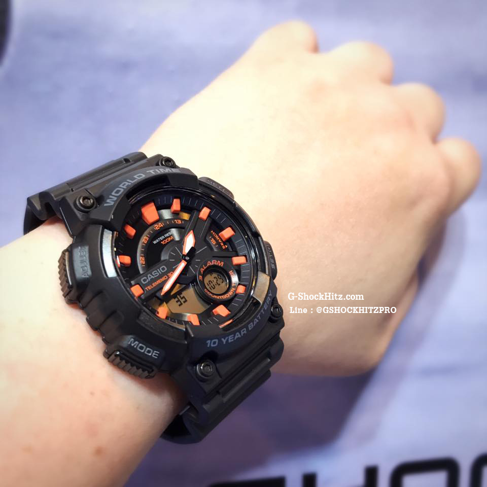 CASIO นาฬิกาคาสิโอ นาฬิกาข้อมือ นาฬิกากันน้ำ นาฬิกาของแท้ ประกันศูนย์ CMG 1 ปี รุ่น AEQ-110W-1A2 นาฬิกาสีดำ