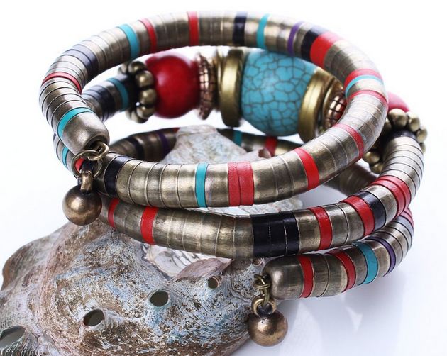สร้อยข้อมือ Hand made สร้อยข้อมือแฟชั่น ผู้หญิง สไตล์ วินเทจ ร้อย Turquoise หิน ทิเทต สร้อยข้อมือ เก๋ ๆ แนว เซอร์ ๆ 418891