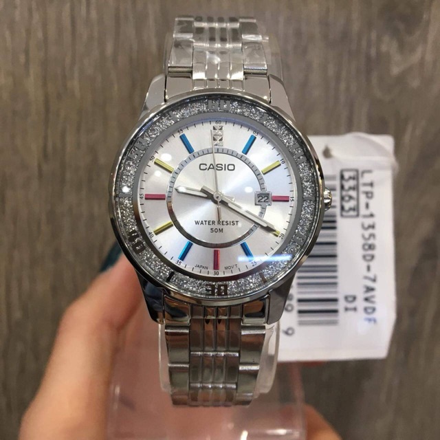 CASIO นาฬิกาคาสิโอ นาฬิกาข้อมือ นาฬิกากันน้ำ นาฬิกาของแท้ ประกันศูนย์ CMG 1 ปี รุ่น LTP-1358D-7A นาฬิกาสีเงิน