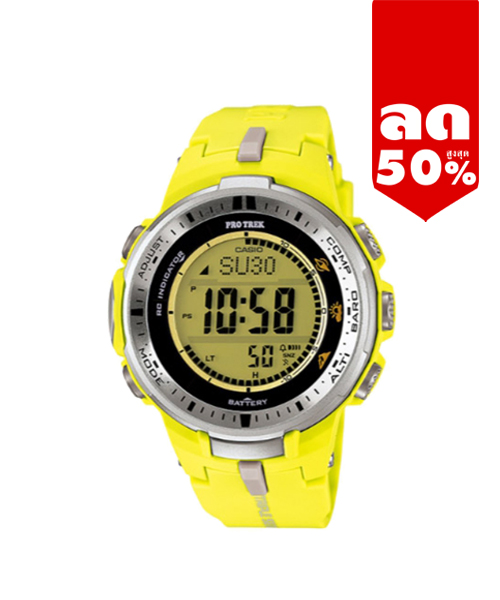 CASIO PROTREK พร้อมส่ง นาฬิกาข้อมือ นาฬิกากันน้ำ นาฬิกาของแท้ ประกันศูนย์ CMG 1 ปี รุ่น PRW-3000-9B นาฬิกาสีเหลือง
