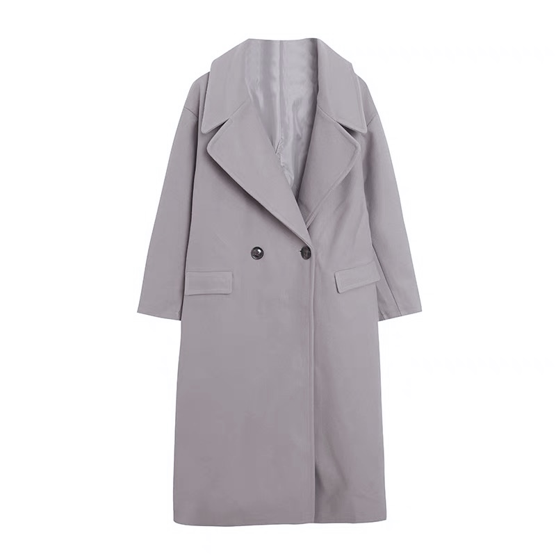 เสื้อโค้ทวูล Trench coat เสื้อโค้ทเฟอร์ โค้ทสักหลาดสีเทาอ่อน แบรนด์ RAY CASSIN
