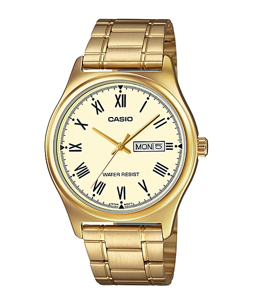 CASIO นาฬิกาคาสิโอ นาฬิกาข้อมือ นาฬิกากันน้ำ นาฬิกาของแท้ ประกันศูนย์ CMG 1 ปี รุ่น MTP-V006G-9B นาฬิกาสีทอง