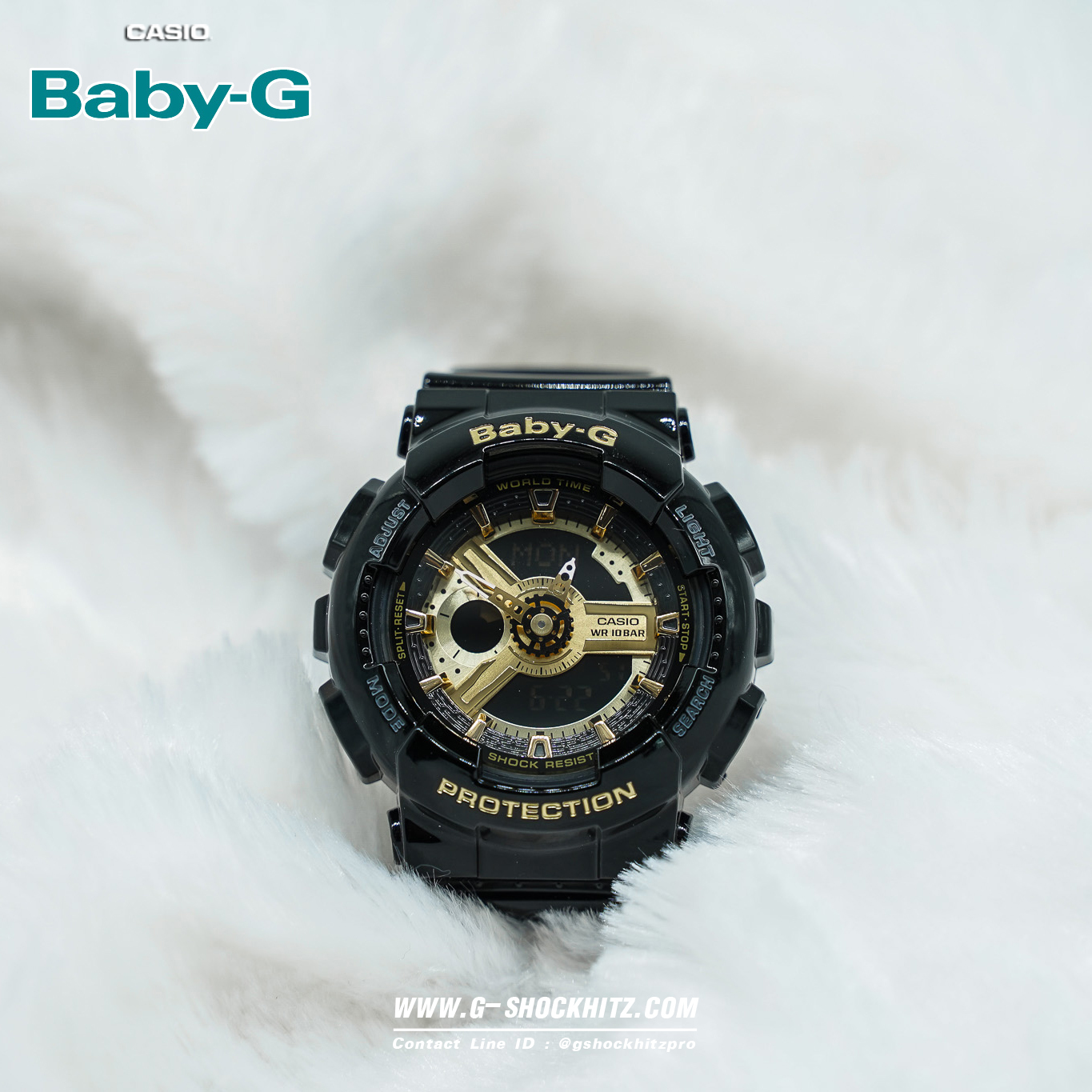 CASIO BABY-G นาฬิกาข้อมือ นาฬิกากันน้ำ นาฬิกาของแท้ ประกันศูนย์ CMG 1 ปี รุ่น BA-110-1A นาฬิกาสีดำ