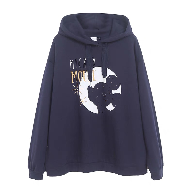 เสื้อยืดแขนยาว สีดำ เสื้อมิคกี้ mickey on the moon แขนยาว สีดำ ลายการ์ตูนมิคกี้ งาน DISNEYงาน สำเนา ดำ