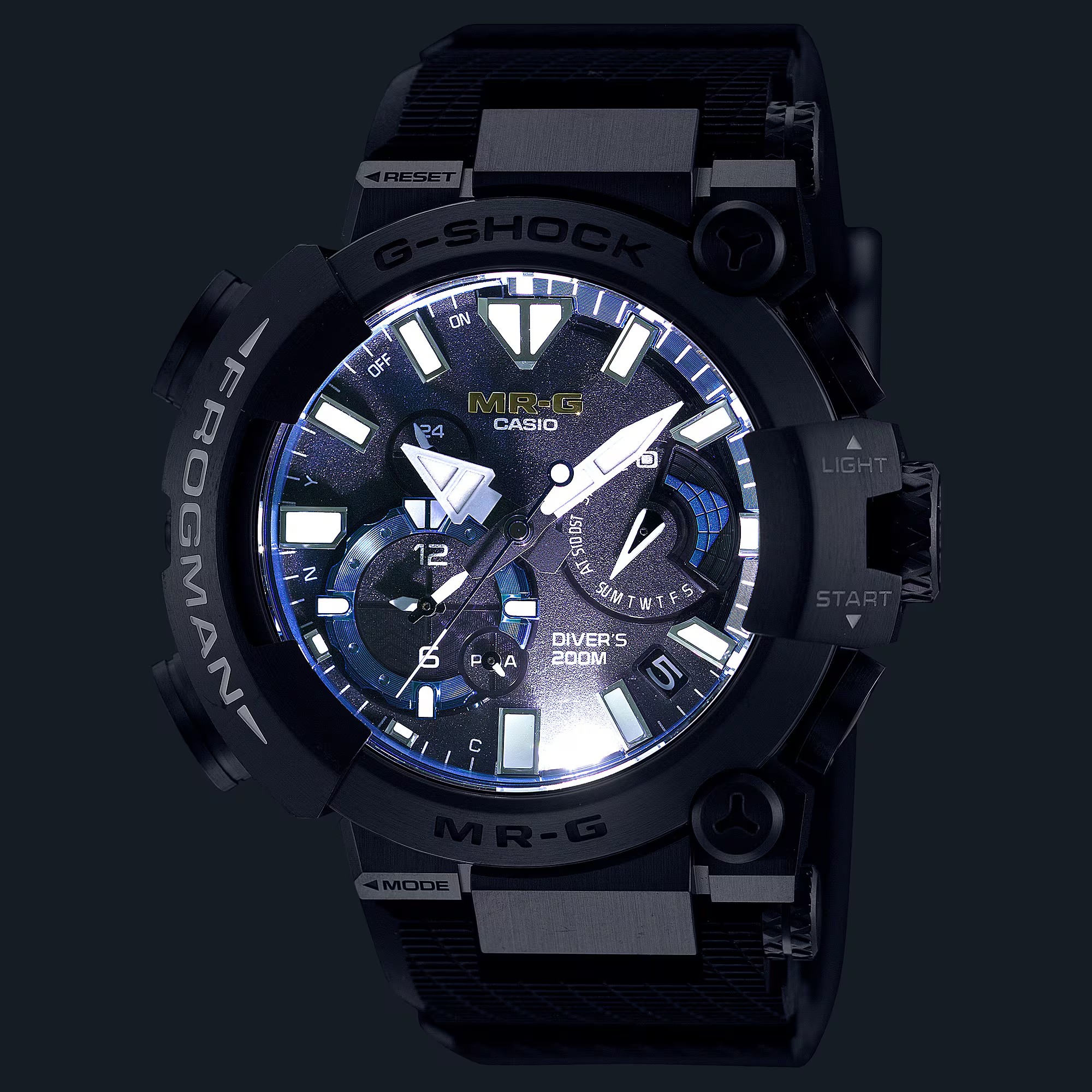 CASIO G-SHOCK นาฬิกาข้อมือ นาฬิกากันน้ำ นาฬิกาของแท้ ประกันศูนย์ CMG 1 ปี รุ่น FROGMAN MRG-BF1000R-1A นาฬิกาสีดำ