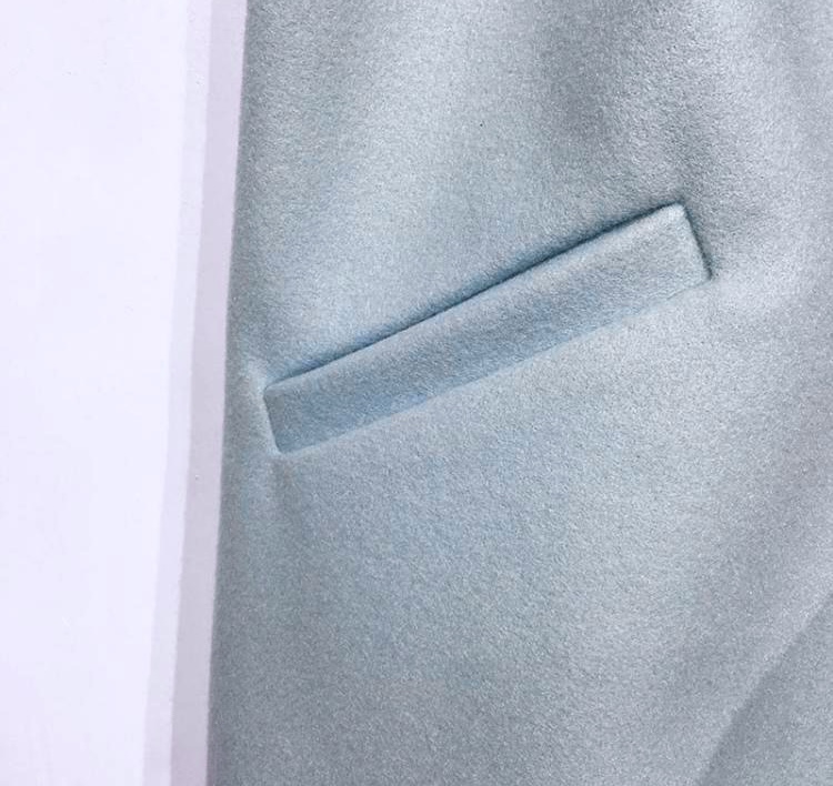 Ozoc เสื้อโค้ท เสื้อกันหนาว เนื้อผ้าสักหลาดวูล สีฟ้าพาสเทล แบรนด์ JOICES