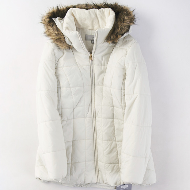 เสื้อโค้ท เสื้อกันหนาว ฮู้ด บุนวมอุ่น เนื้อผ้าสังเคราะห์ MARK NEW YORK (Padded puffer coat) ขาว