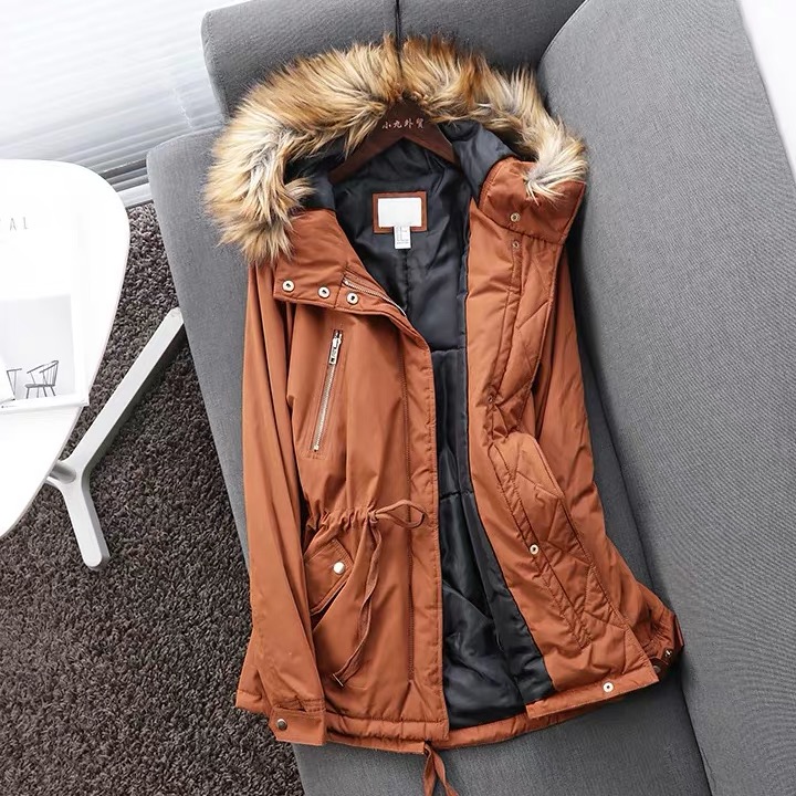 Forever21 เสื้อโค้ทฮู้ดกันหนาว เสื้อปาร์กา parka สีเขียว แต่งเฟอร์ แบรนด์ FOREVER21 เขียว