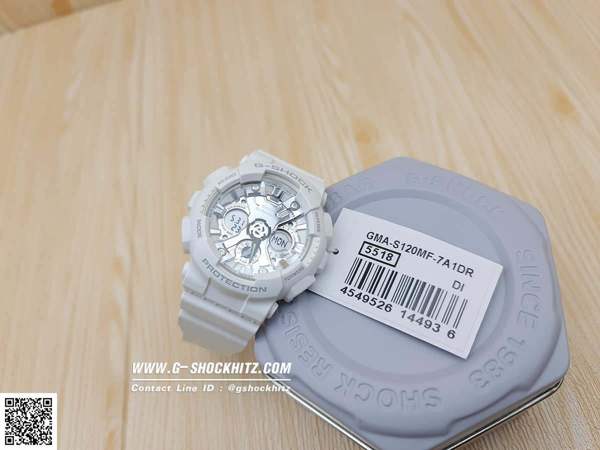 CASIO G-SHOCK นาฬิกาข้อมือ นาฬิกากันน้ำ นาฬิกาของแท้ ประกันศูนย์ CMG 1 ปี รุ่น GMA-S120MF-7A1 นาฬิกาสีขาว