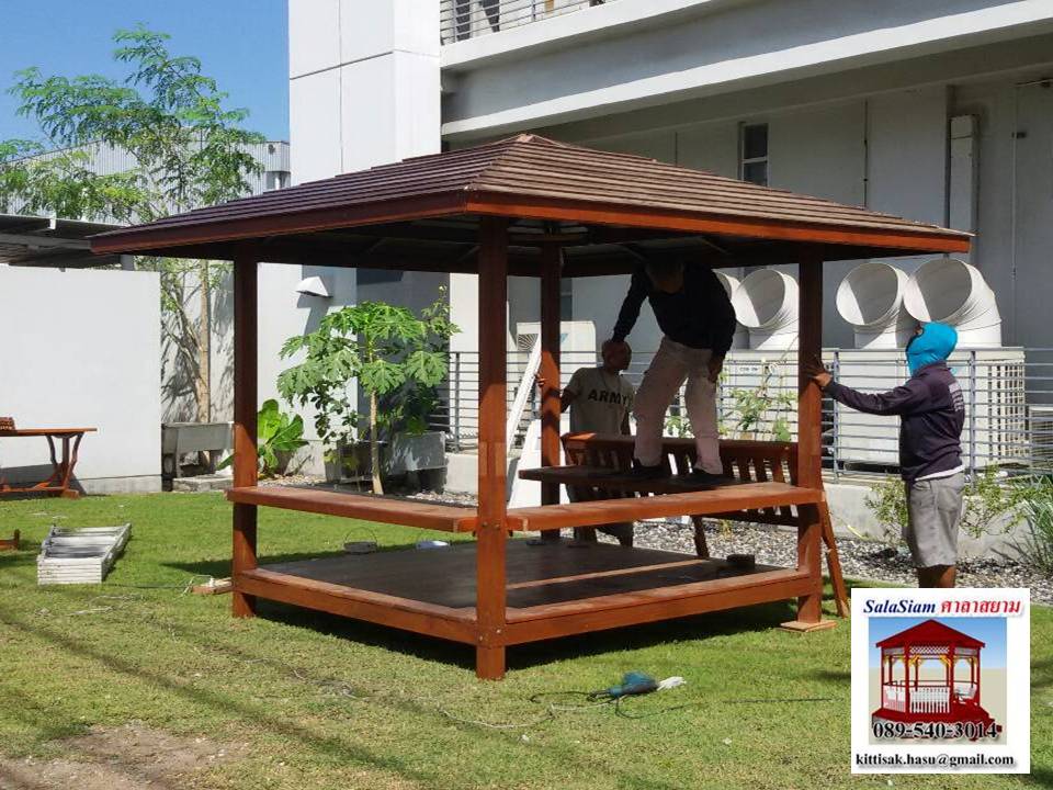 รหัสสินค้า : SL-004 : ศาลาทรงบาหลี สีเสาเหลี่ยม ขนาด 2 X 2 X 3 เมตร