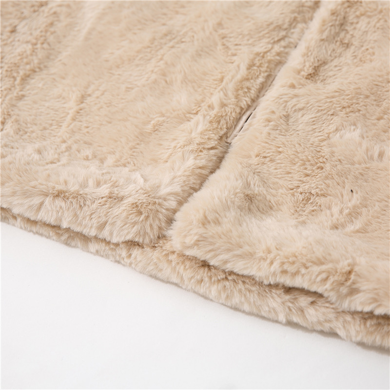 pepco เสื้อเฟอร์กันหนาว หมวกฮู้ด เสื้อขน FLUFFY Coat แบรนด์ PEPCO ดำ / เบจ