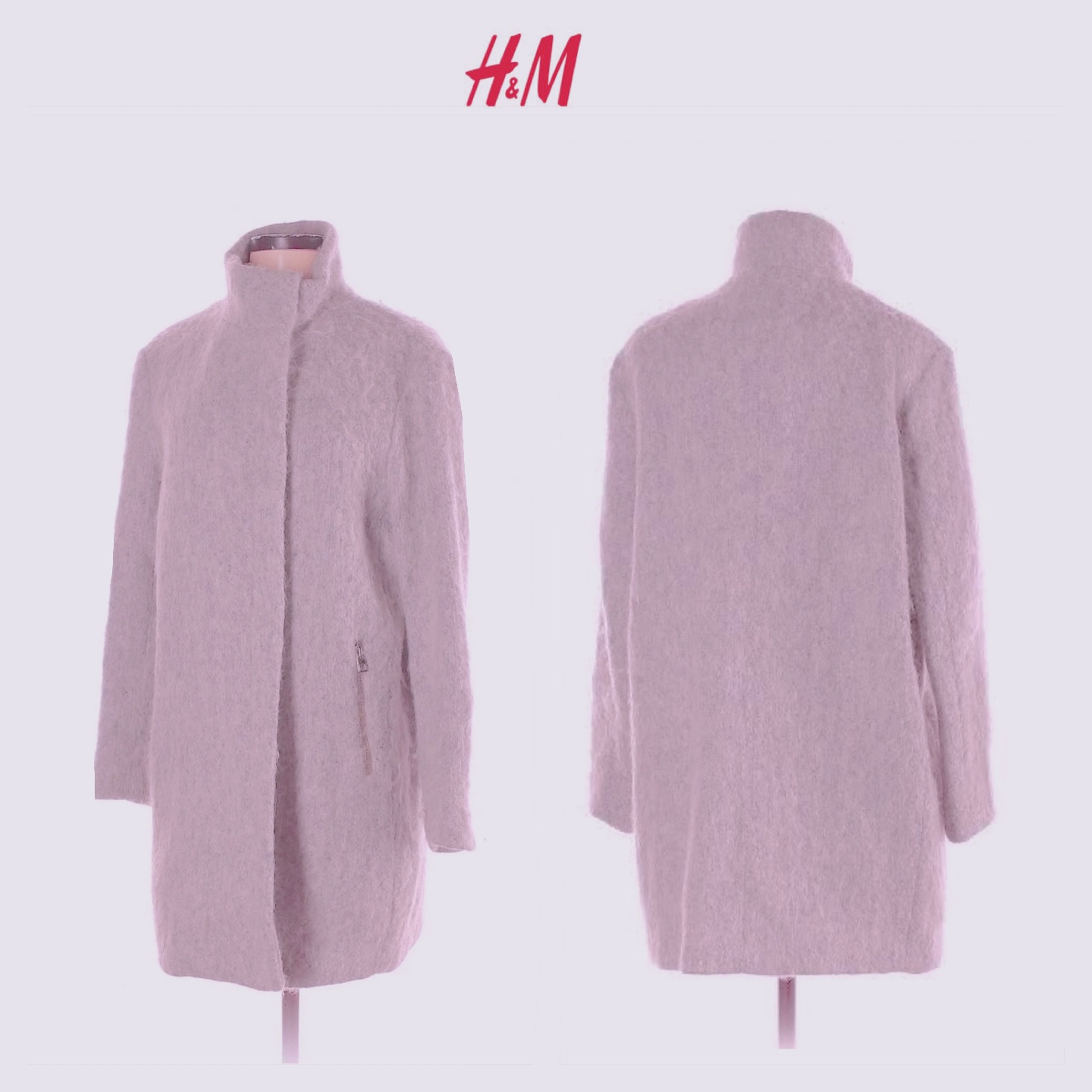 เสื้อโค้ท เสื้อกันหนาว เนื้อผ้าสักหลาด สีม่วงอ่อน แบรนด์ H&M