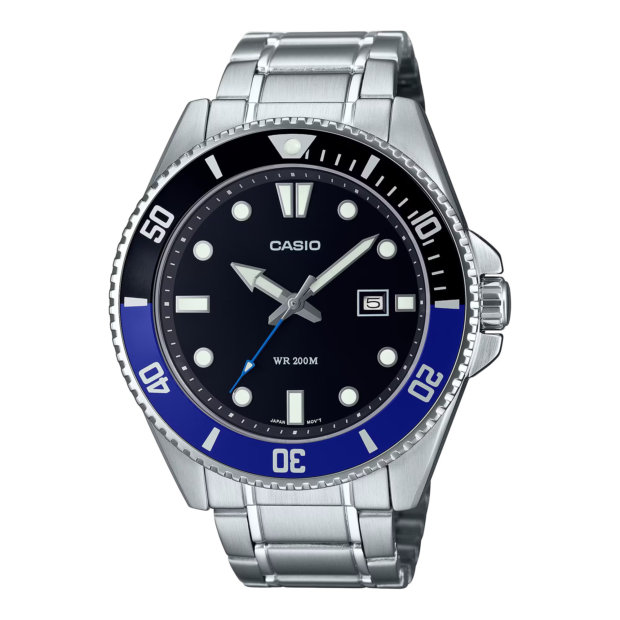 CASIO นาฬิกาคาสิโอ นาฬิกาข้อมือ นาฬิกากันน้ำ นาฬิกาของแท้ ประกันศูนย์ CMG 1 ปี รุ่น MDV-107D-1A2 นาฬิกาสีเงิน