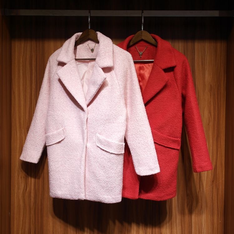 เสื้อโค้ท peacoat เสื้อโค้ทเฟอร์ โค้ทสักหลาดสีชมพูอ่อน แบรนด์ La'babite สำเนา สำเนา สำเนา สำเนา