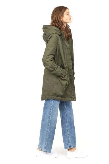 H&M เสื้อโค้ทฮู้ดกันหนาว เสื้อปาร์กา parka สีเขียว แบรนด์ H&M size S/M/L เขียว