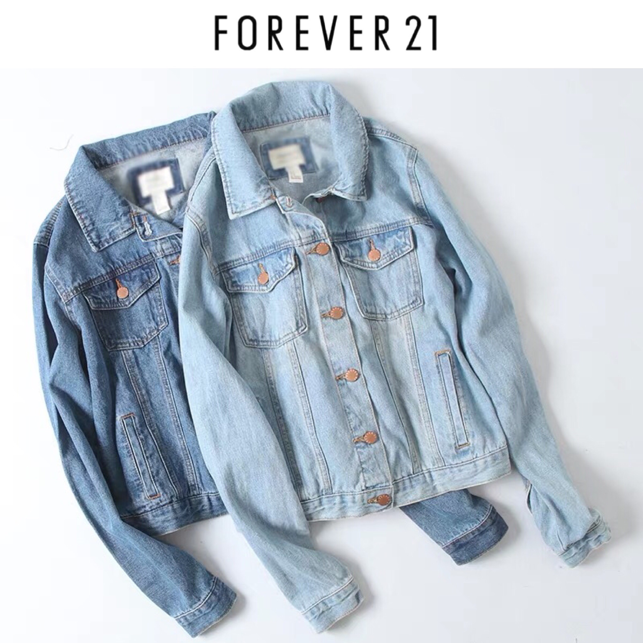 FOREVER21 Jacket ยีนส์ เสื้อยีนส์ แจ็คเก็ตยีนส์ FOREVER21 งานสวย ฟอกสีซีด ลุคเซอร์ สวยมากคะ SIZE S/M ยีนส์