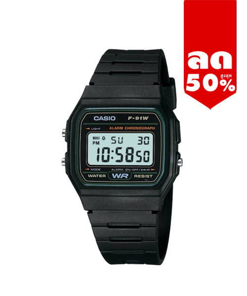 CASIO MID YEAR SALE นาฬิกาคาสิโอ พร้อมส่ง นาฬิกาข้อมือ นาฬิกากันน้ำ นาฬิกาของแท้ BTS ประกันศูนย์ CMG 1 ปี รุ่น F-91W-3D นาฬิกาสีดำ
