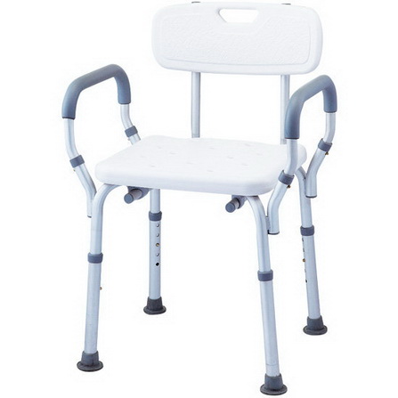 เก้าอี้นั่งอาบน้ำ ทำจากอลูมิเนียมเคลือบกันสนิม พนักพิง และ มีที่วางแขน