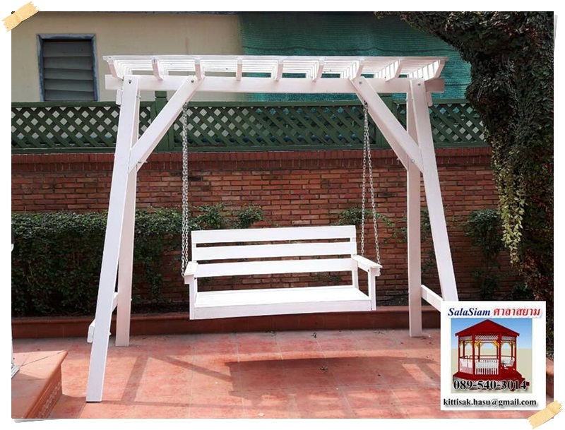 รหัสสินค้า CH-002 : ชิงช้าไม้ระแนงขาว