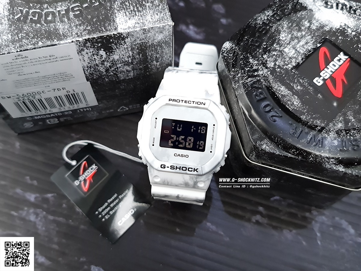 CASIO MID YEAR SALE G-SHOCK นาฬิกาข้อมือ นาฬิกากันน้ำ นาฬิกาของแท้ ประกันศูนย์ CMG 1 ปี รุ่น DW-5600GC-7 นาฬิกาสีขาว
