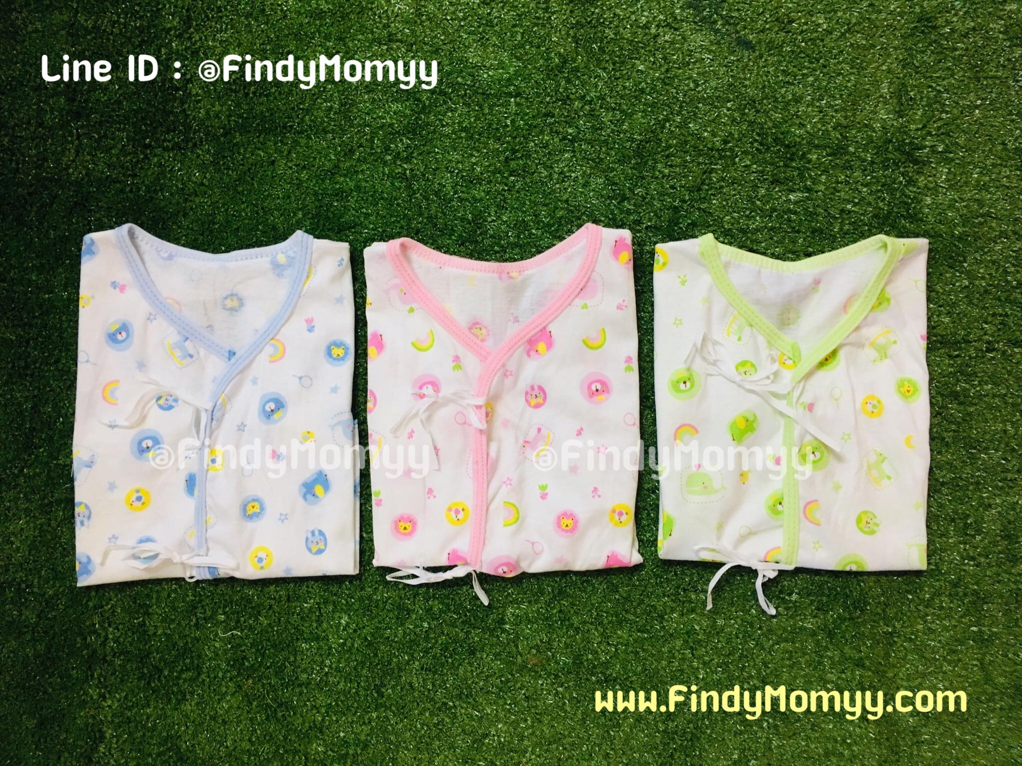 (ขายส่ง6ตัว) เสื้อผูกหน้า แขนสั้น ไซส์เด็กแรกเกิด-6เดือน มี4สี