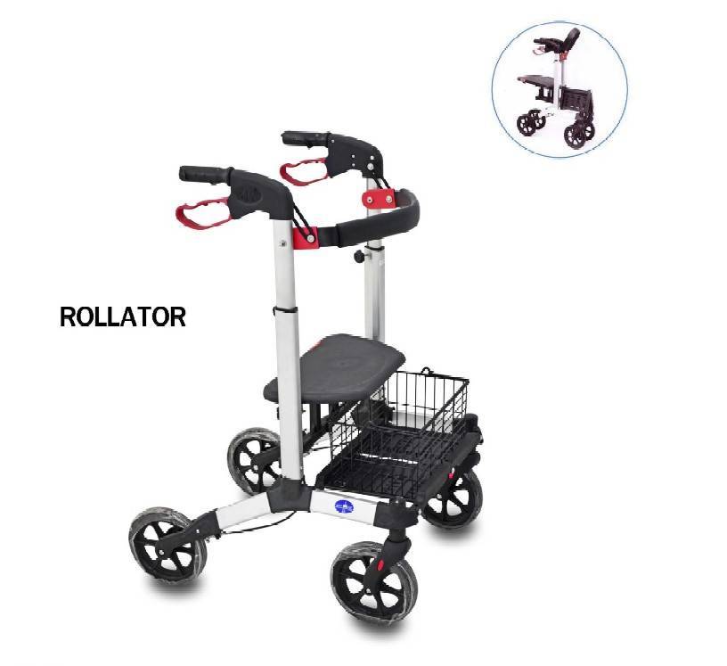 โรเลเตอร์ Rollator อุปกรณ์ช่วยเดิน มีล้อแมกซ์ 4 ล้อ มีเบรค สามารถเก็บสิ่งของได้ สามารถปรับระดับความสูงได้ (รุ่นใหม่)