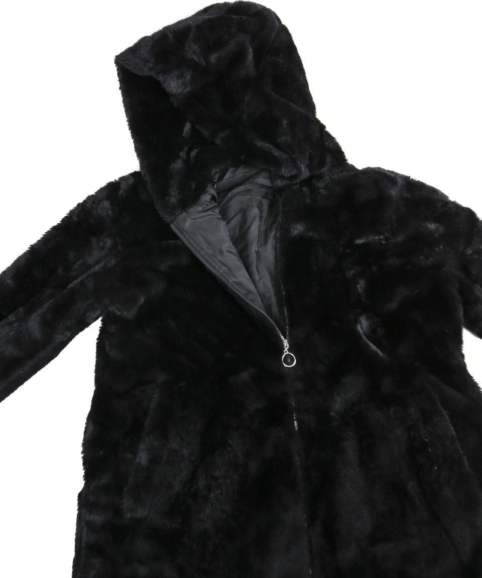 pepco เสื้อเฟอร์กันหนาว หมวกฮู้ด เสื้อขน FLUFFY Coat แบรนด์ PEPCO ดำ / เบจ