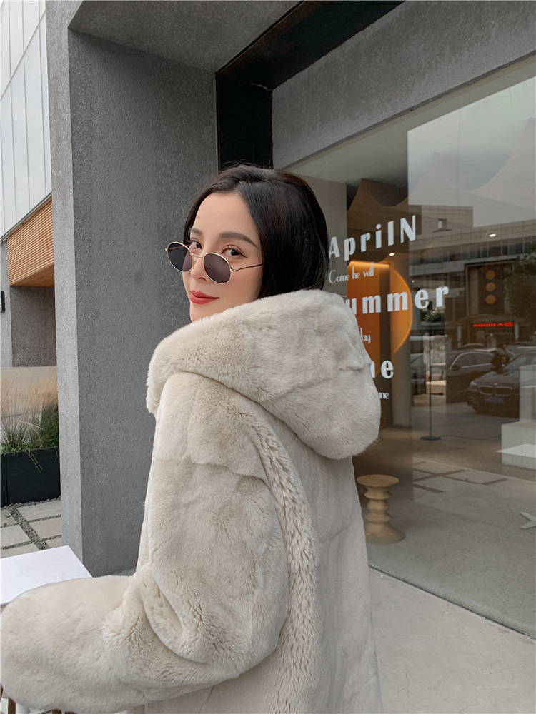 pepco เสื้อเฟอร์กันหนาว หมวกฮู้ด เสื้อขน FLUFFY Coat แบรนด์ PEPCO ดำ / เบจ