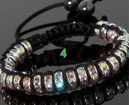 สร้อยข้อมือ เชือกถัก ติด คริสตัล Shamballa Disco Beads สร้อยข้อมือแฟชั่น สุดฮิต จากเกาหลี 86038