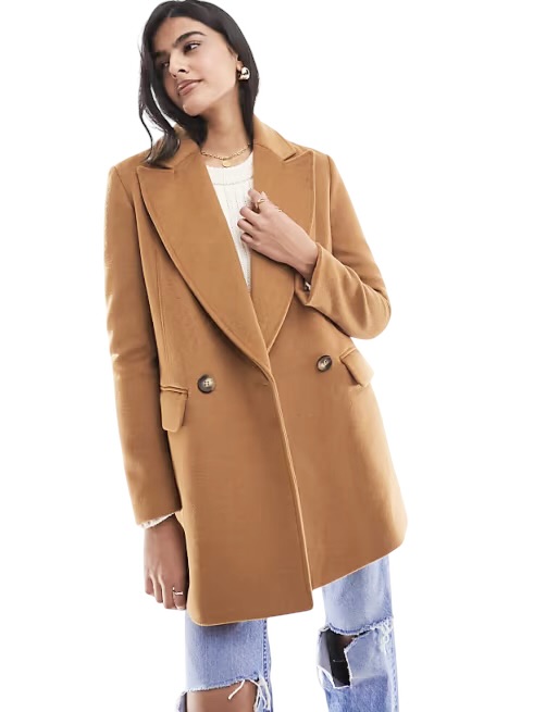Love tree เสื้อโค้ทกันหนาว เสื้อกันหนาว overcoat โค้ทวูล สีcamel belt coat สีครีมเบจ แบรนด์ RIVER ISLAND Camel