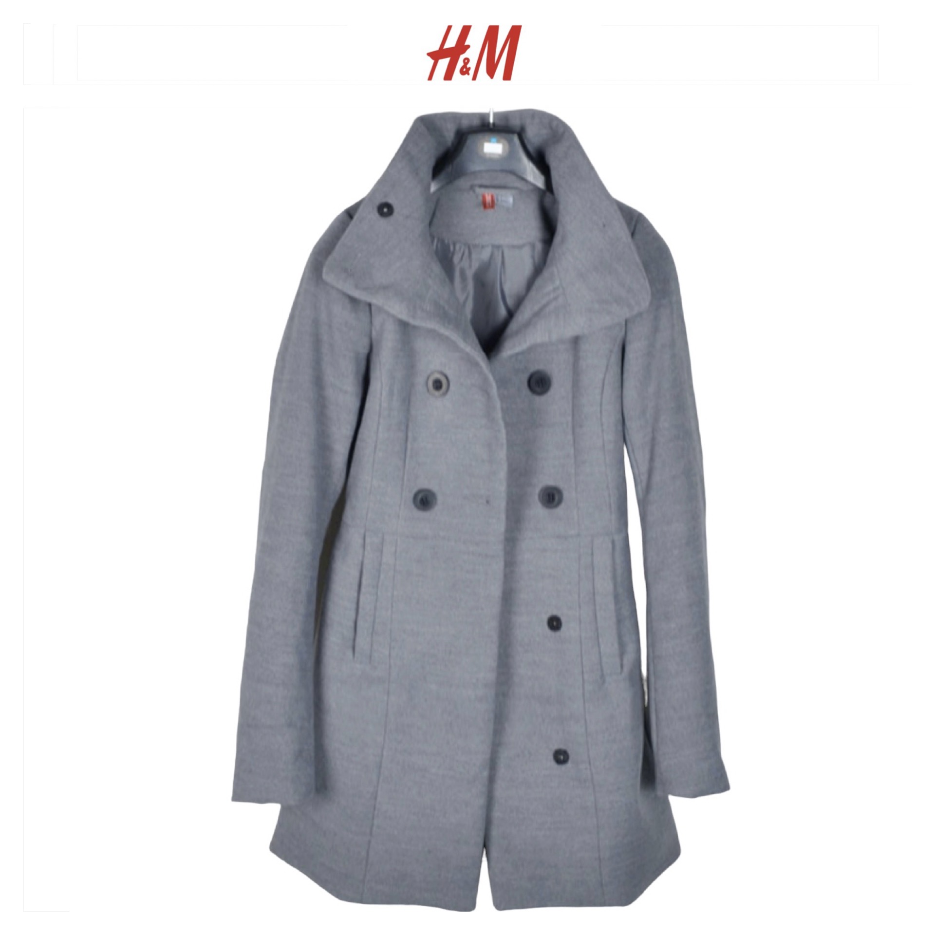 เสื้อโค้ท เสื้อกันหนาว เนื้อผ้าสักหลาด สีเทา แบรนด์ H&M