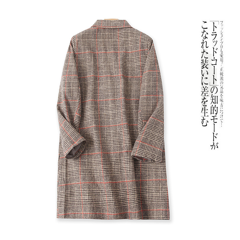 เสื้อโค้ท เสื้อกันหนาว ลายตาราง แต่งกระดุมแถบ สองแถว แบรนด์ Stradivarius สำเนา นู้ดกากี