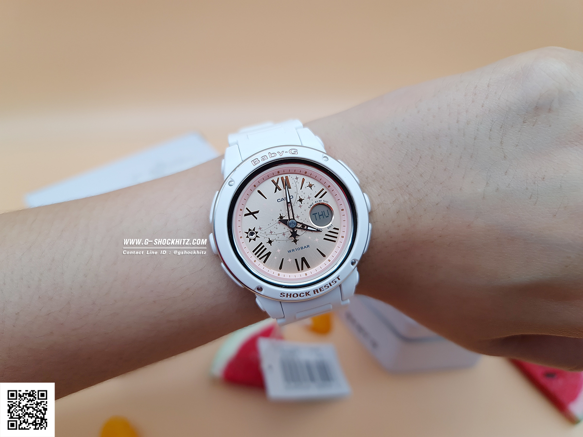 CASIO BABY-G นาฬิกาข้อมือ นาฬิกากันน้ำ นาฬิกาของแท้ ประกันศูนย์ CMG 1 ปี รุ่น BGA-150ST-7A นาฬิกาสีขาว