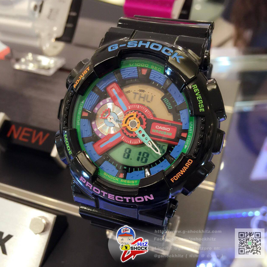 CASIO G-SHOCK นาฬิกาข้อมือ นาฬิกากันน้ำ นาฬิกาของแท้ ประกันศูนย์ CMG 1 ปี รุ่น GA-110MC-1A นาฬิกาสีดำ