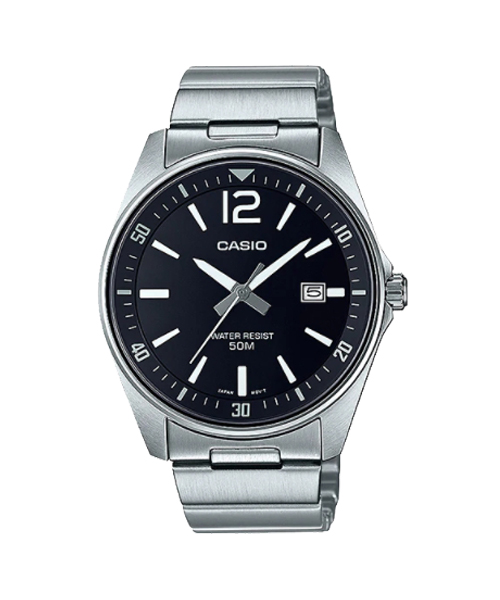 CASIO นาฬิกาคาสิโอ นาฬิกาข้อมือ นาฬิกากันน้ำ นาฬิกาของแท้ ประกันศูนย์ CMG 1 ปี รุ่น MTP-E170D-1B นาฬิกาสีเงิน