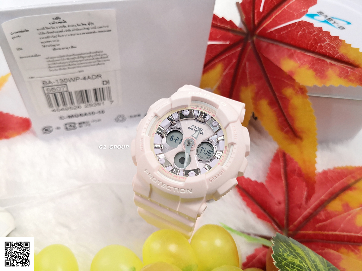 CASIO BABY-G นาฬิกาข้อมือ นาฬิกากันน้ำ นาฬิกาของแท้ ประกันศูนย์ CMG 1 ปี รุ่น BA-130WP-4A นาฬิกาสีชมพู