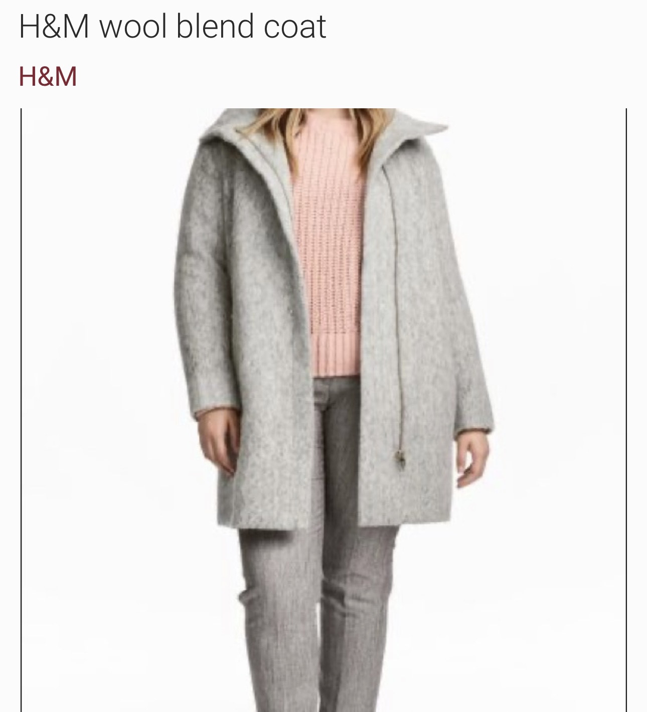 เสื้อโค้ท เสื้อกันหนาว เนื้อผ้าสักหลาด สีม่วงอ่อน แบรนด์ H&M