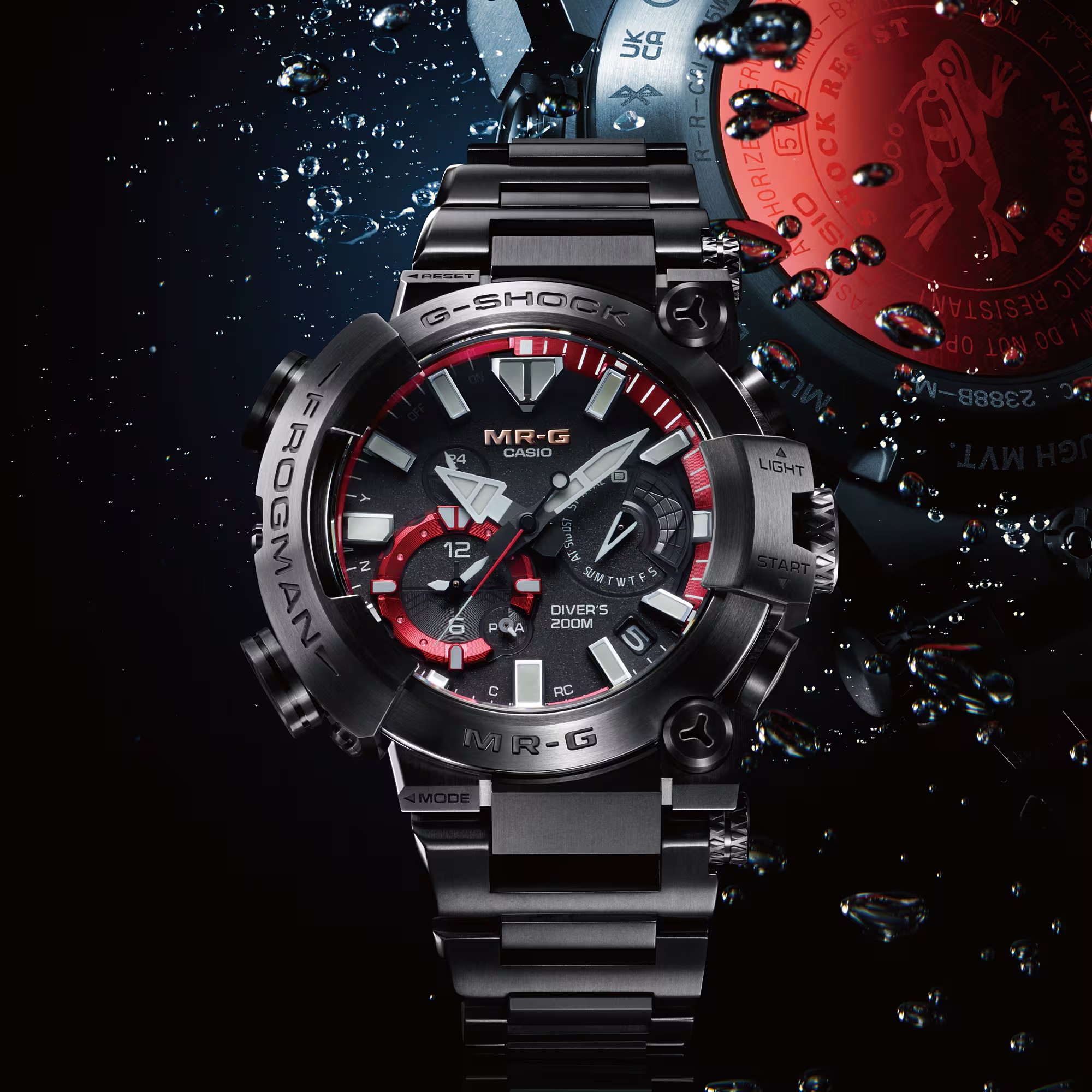 CASIO G-SHOCK นาฬิกาข้อมือ นาฬิกากันน้ำ นาฬิกาของแท้ ประกันศูนย์ CMG 1 ปี รุ่น FROGMAN MRG-BF1000B-1A นาฬิกาสีดำ