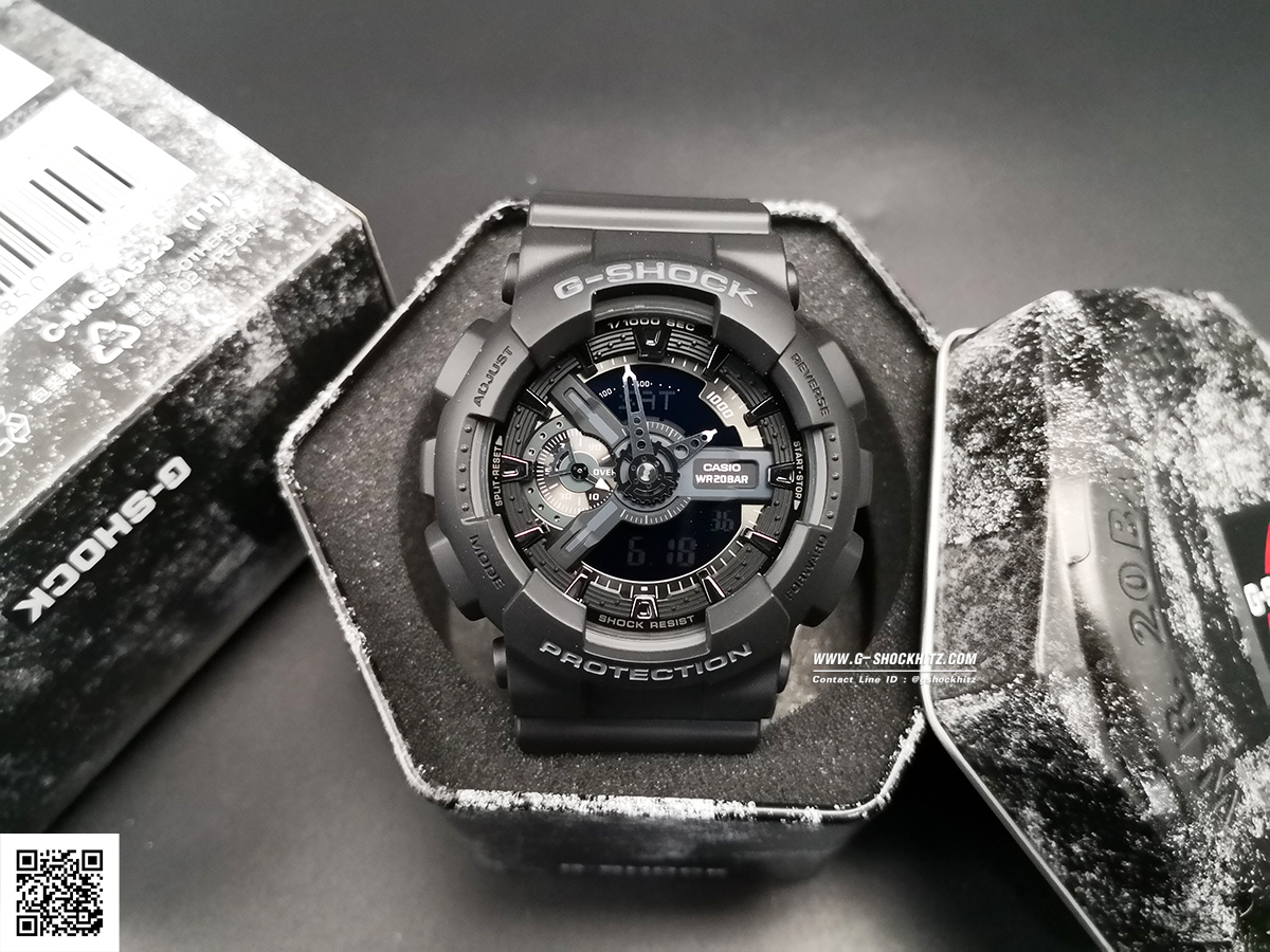 CASIO G-SHOCK นาฬิกาข้อมือ นาฬิกากันน้ำ นาฬิกาของแท้ ประกันศูนย์ CMG 1 ปี รุ่น GA-110-1B นาฬิกาสีดำ