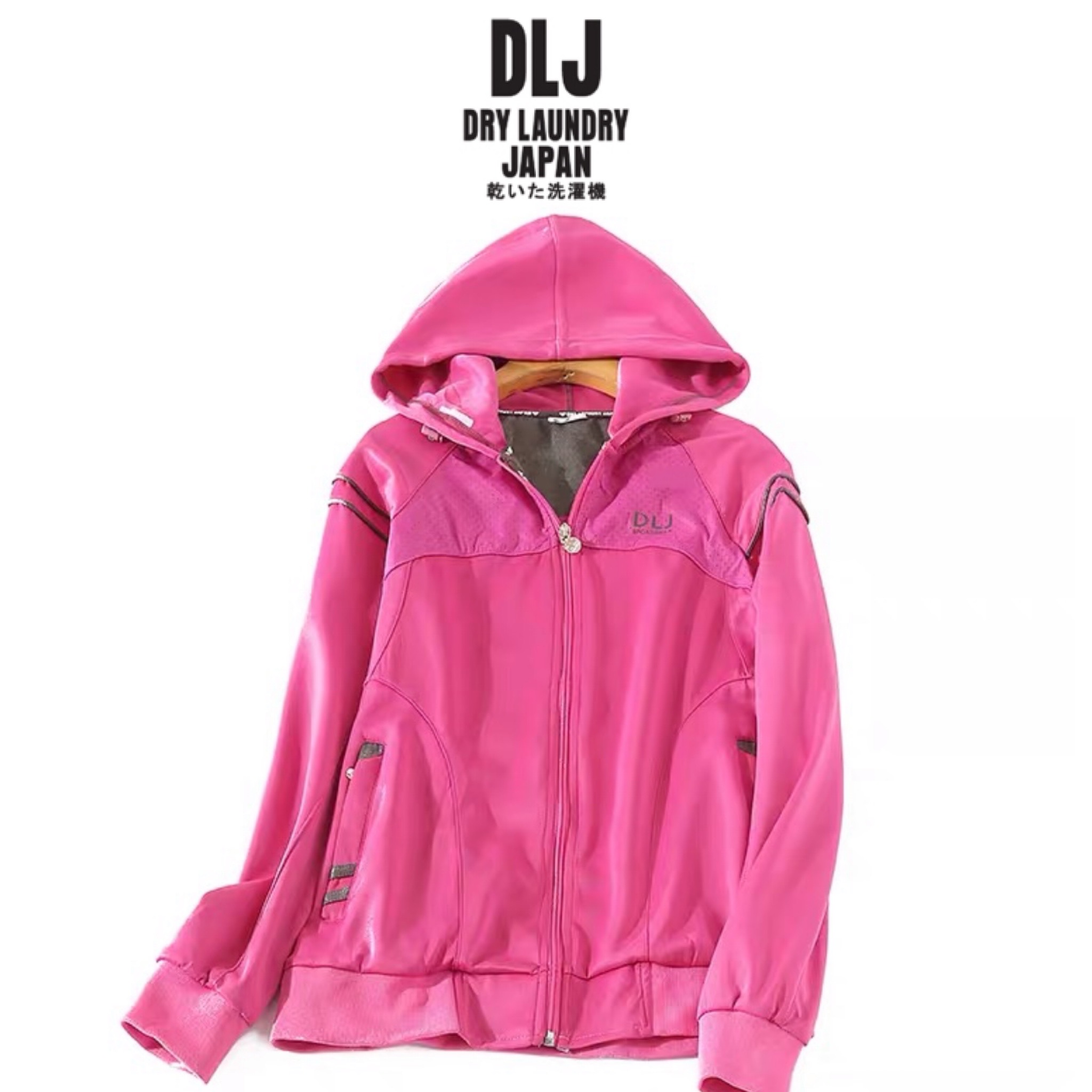 Dry laundry japan เสื้อวอร์ม เสื้อกันหนาว หมวกฮู้ดสีชมพู แบรนด์ DRY LAUNDRY JAPAN (DLJ) สำเนา ชมพู