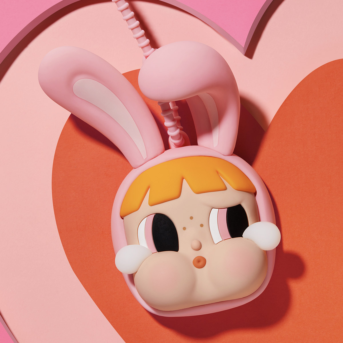 POP MART CRYBABY × Powerpuff Girls Series Mirror Pendant พวงกุญแจกระจก พวงกุญแจชมพู