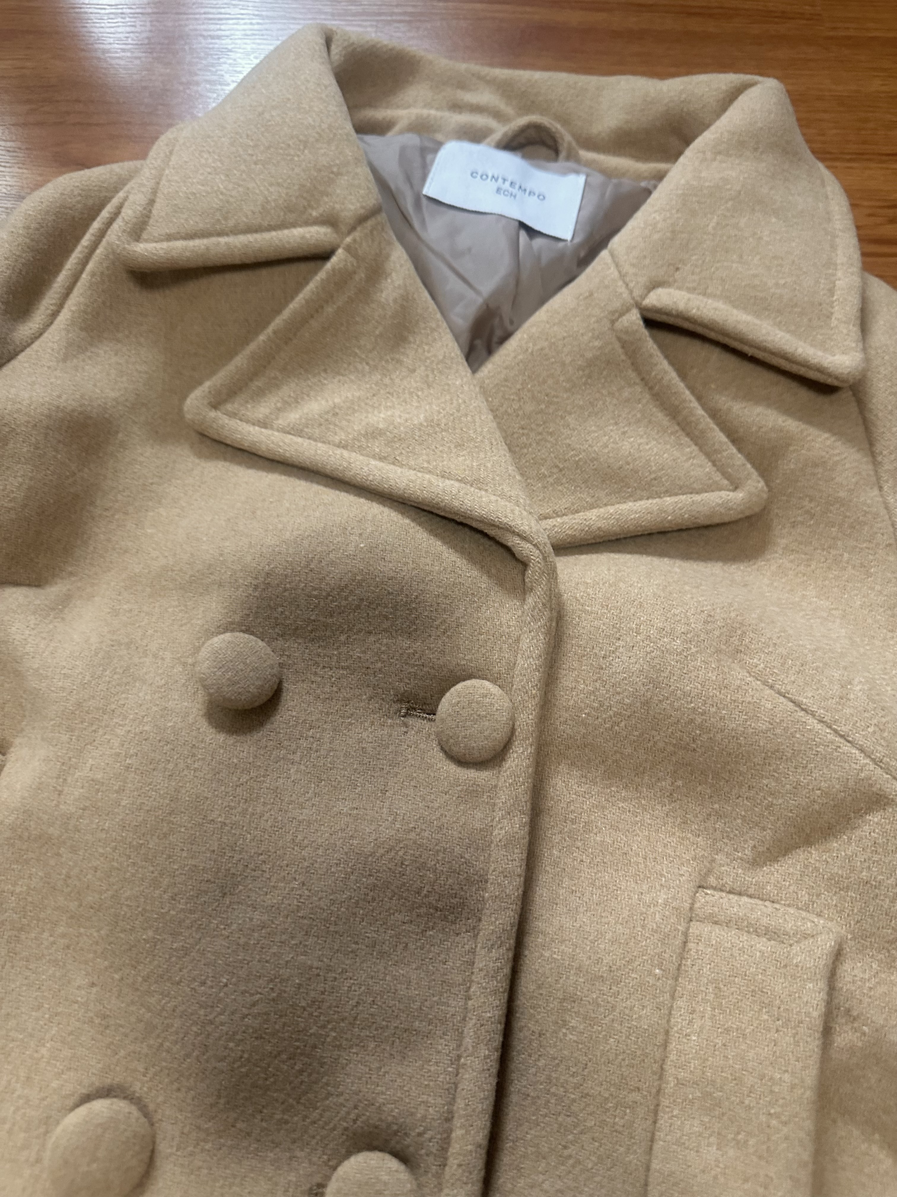 Love tree เสื้อโค้ทกันหนาว เสื้อกันหนาว peacoat contempoโค้ทวูล สีcamel belt coat สีครีมเบจ แบรนด์ ANNA FIELD สำเนา Camel