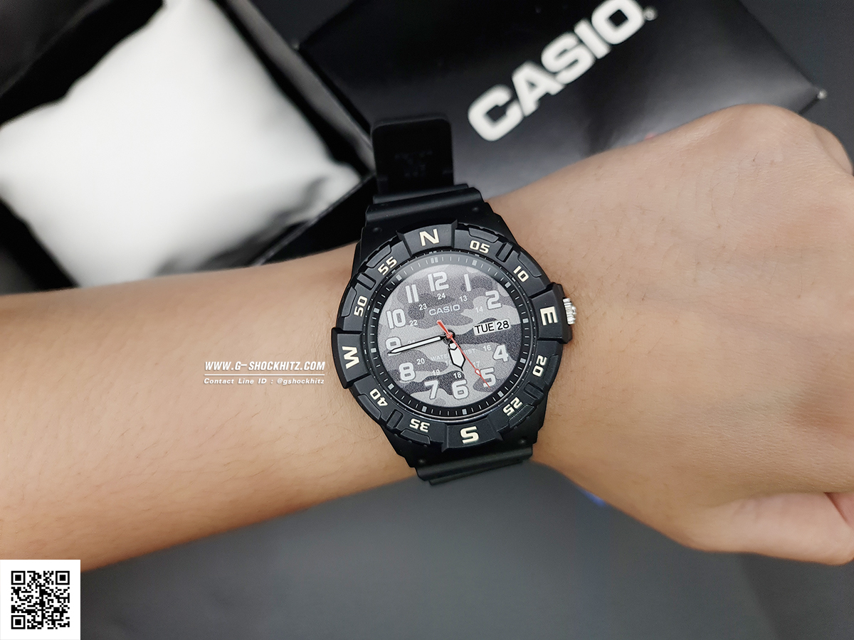 CASIO นาฬิกาคาสิโอ นาฬิกาข้อมือ นาฬิกากันน้ำ นาฬิกาของแท้ ประกันศูนย์ CMG 1 ปี รุ่น MRW-220HCM-1B นาฬิกาสีดำ