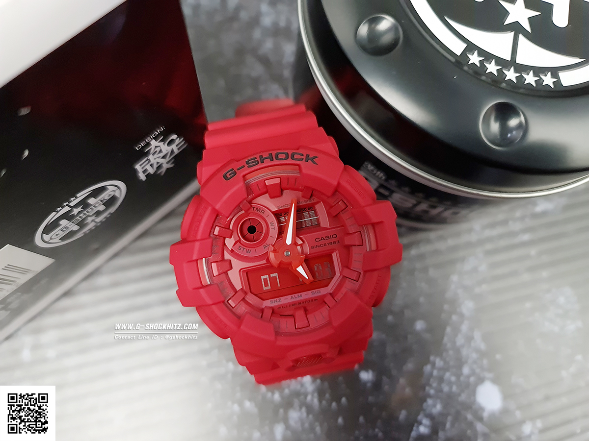 CASIO MID YEAR SALE G-SHOCK พร้อมส่ง นาฬิกาข้อมือ นาฬิกากันน้ำ นาฬิกาของแท้ ประกันศูนย์ CMG 1 ปี รุ่น GA-735C-4A นาฬิกาสีแดง